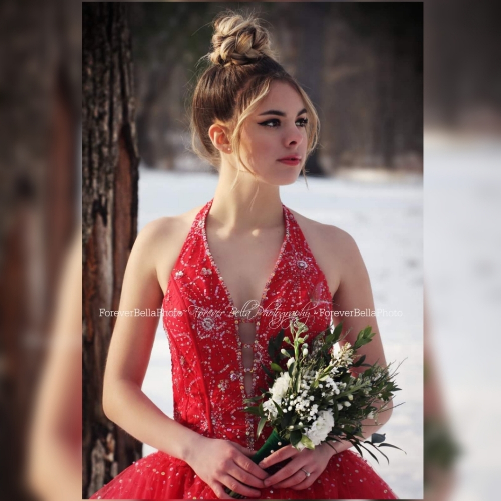 Red ball gown